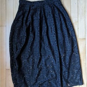 Black midi lace skirt